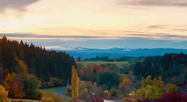 Vue sur les monts enneigés